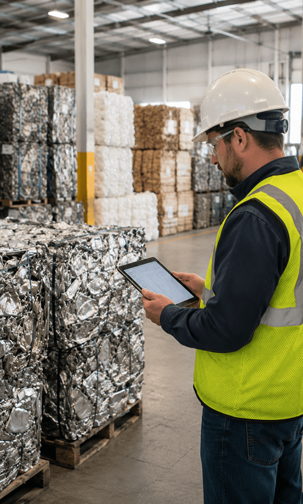 Buyer reviewing material inventory